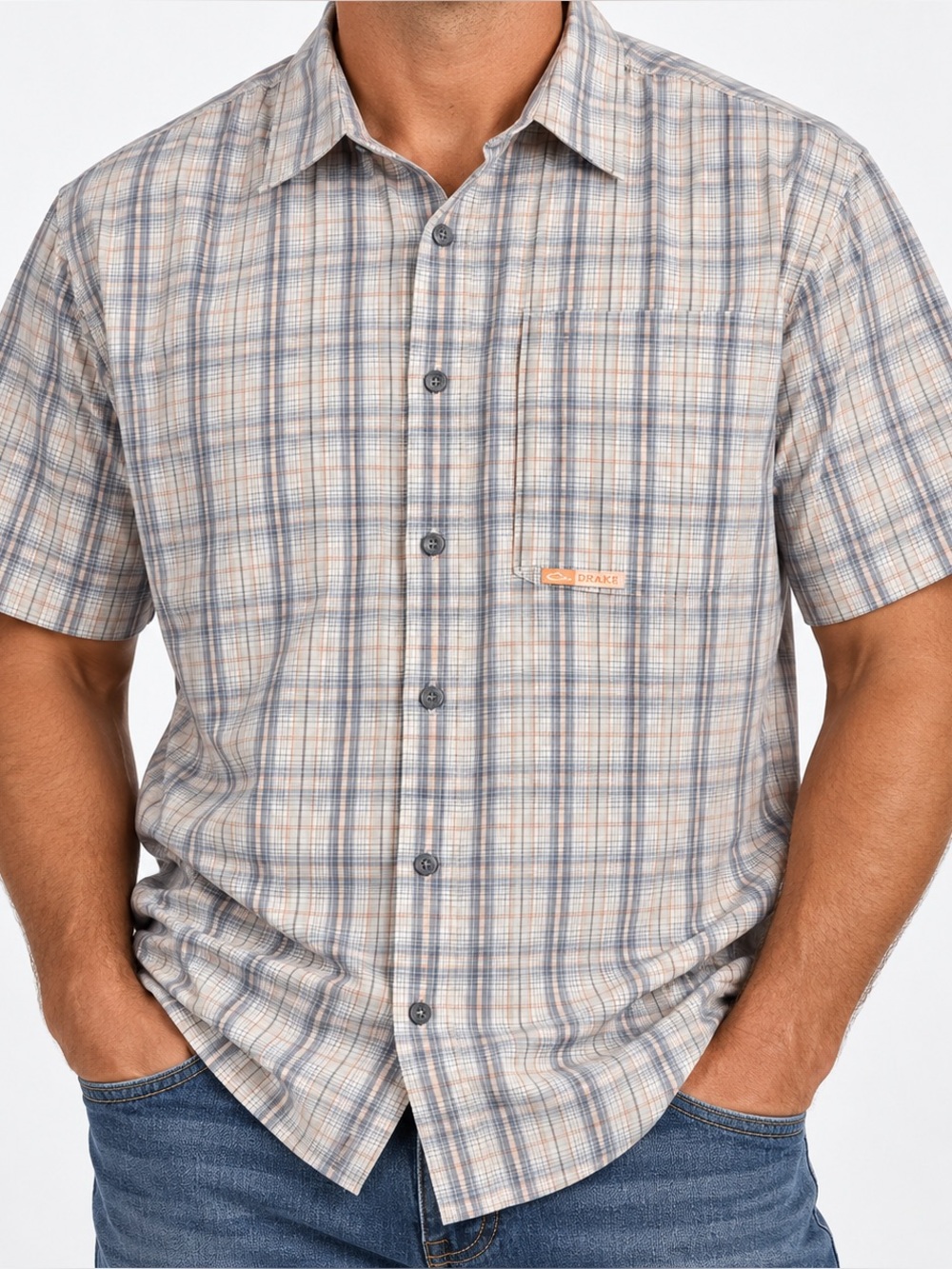 Drake Clothing Company Men’s Large Plaid Short Sleeve Button Down Shirt Hunting